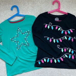 Lot of 2 long sleeved Christmas lights tees